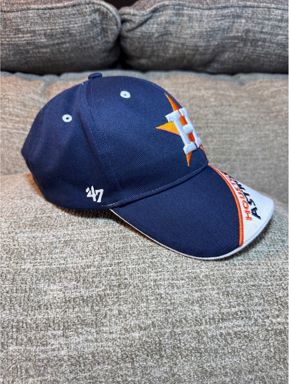 Houston Astros '47 Brand Adjustable Hat - Navy Blue/White Colorblock - Picture 2 of 12